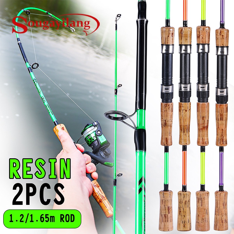 Sougayilang Fishing Rod Spinning Fishing Rod 1.2/1.65m 2 Sections Sea  Fishing Rod Wood EVA Handle Lure Weight 80-150g For Freshwater or Saltwater  Fishing