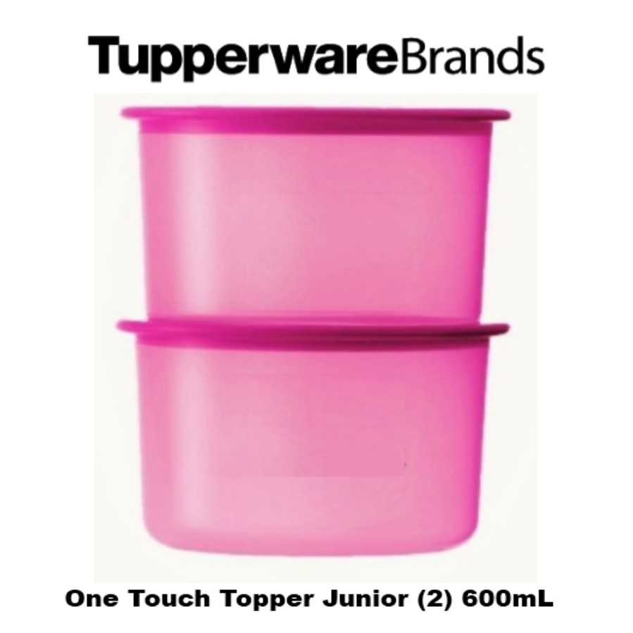 Tupperware Impreso One Touch Plastic Topper Set, 650Ml, Set De 2 Otros  Blanco Y Rojo