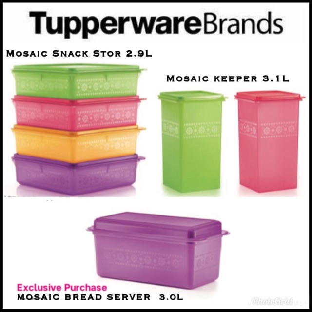 TUPPERWARE Mosaic (7pcs) Snack Stor + Keeper + Bread Saver