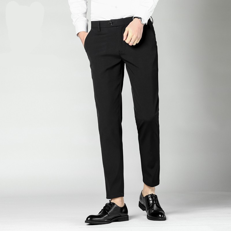 Cropped Business Pant for Men Slim Fit Ankle Length Flat Front