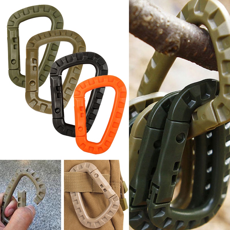 Attach Plasctic Shackle Carabiner D-ring Clip Molle Webbing Backpack Buckle  Snap Lock Grimlock Camp Hike Mountain climb Outdoor - AliExpress