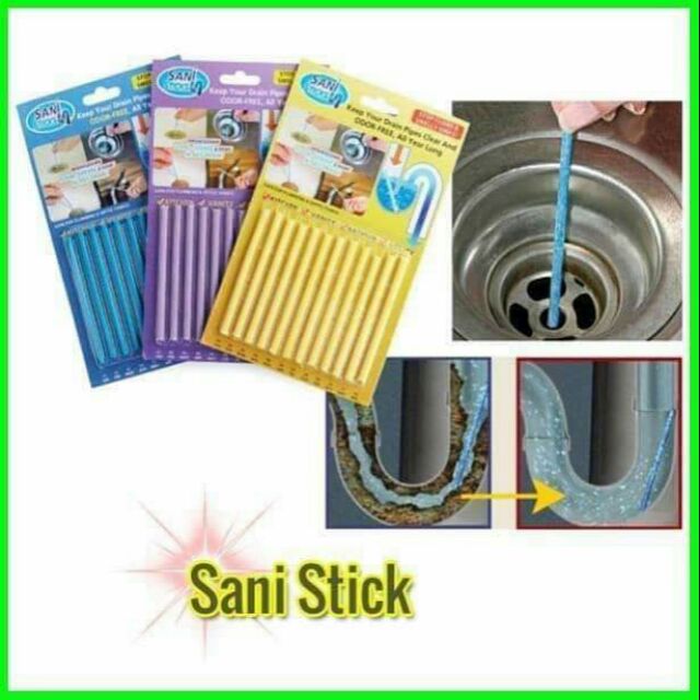 12pcs Sani Sticks Kitchen Toilet Bathtub Drain Cleaner Deodorizer