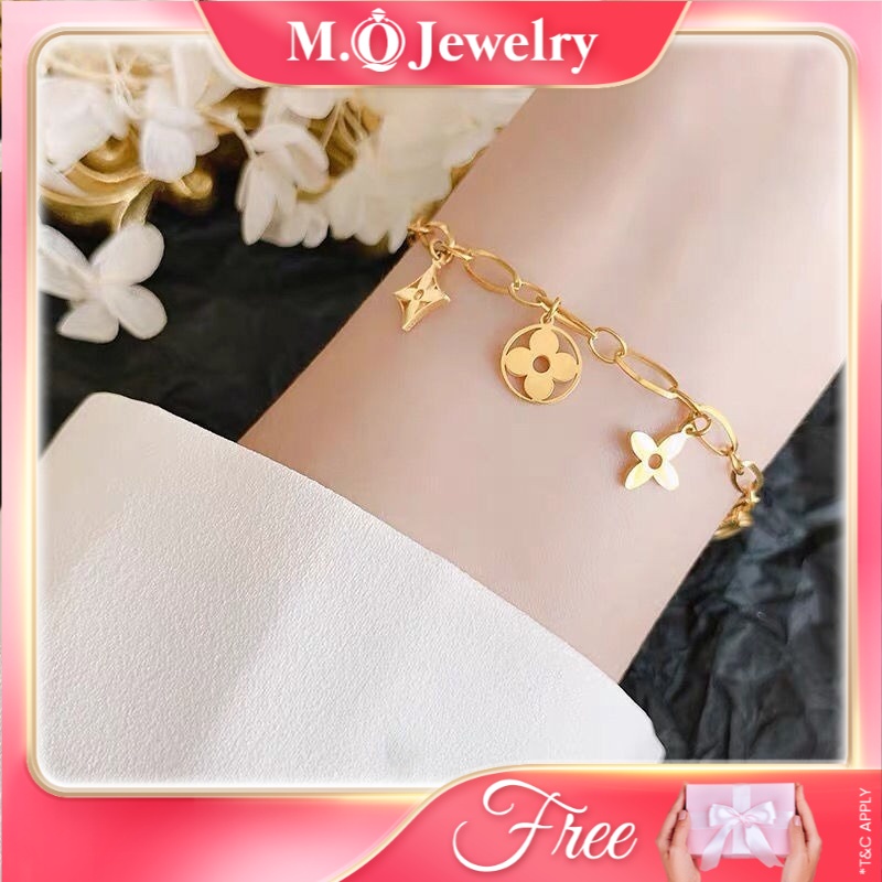 Women Fashion Jewelry Stainless Steel Four-Leaf Clover Bracelet