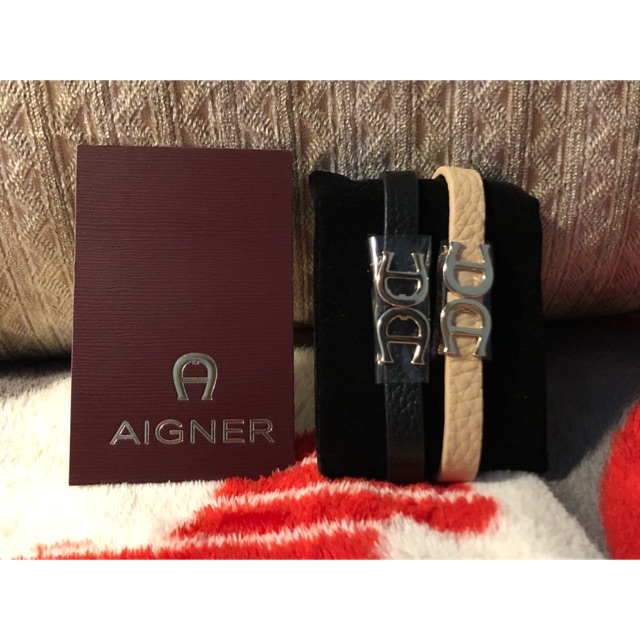 AIGNER 2 multicolour genuine leather bracelet Shopee Malaysia