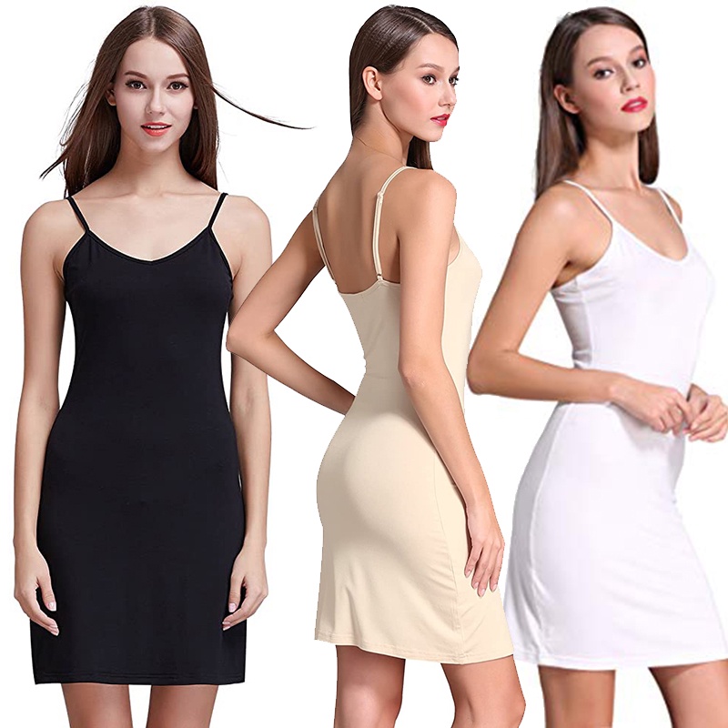 Full Slips Dress for Women Spaghetti Strap V Neck Under Mini Camisole Dress