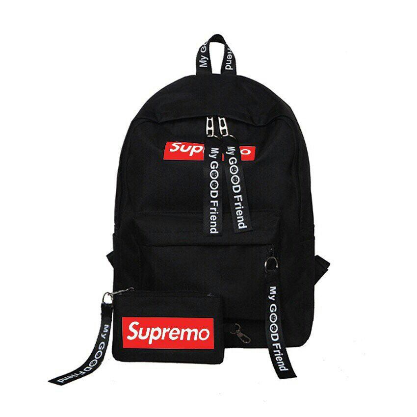 Supreme black outlet and white backpack