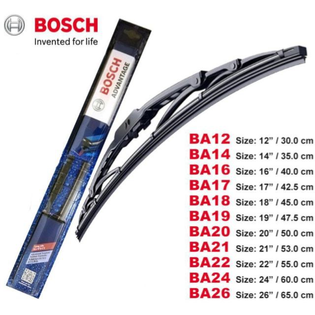 Bosch wiper blades clearance size chart