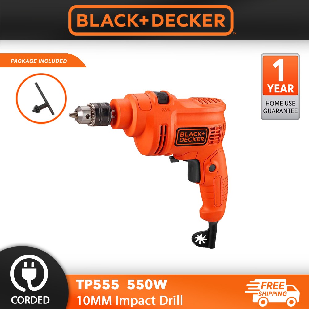 Black Decker Impact Drill 10mm 550W TP555 Shopee Malaysia