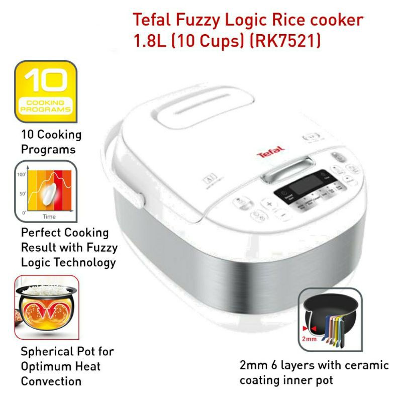 tefal rk7521 delirice fuzzy logic 1.8 l rice cooker