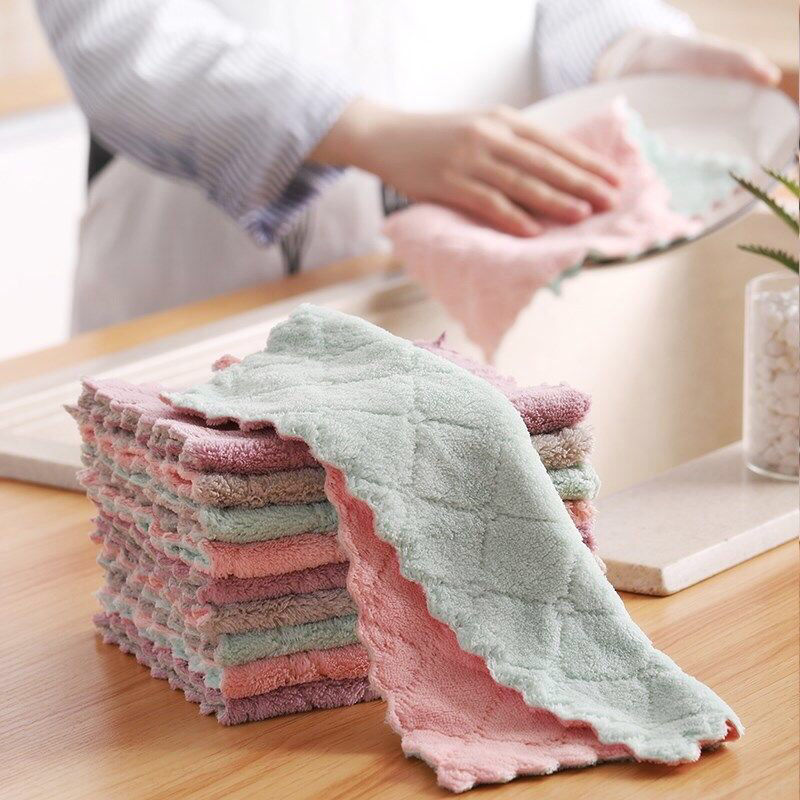 5pcs Random Color Kitchen Towel And Dishcloth Set, Dish Towel For