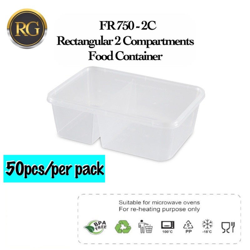 Disposable microwave food containers 750ml (50pcs)