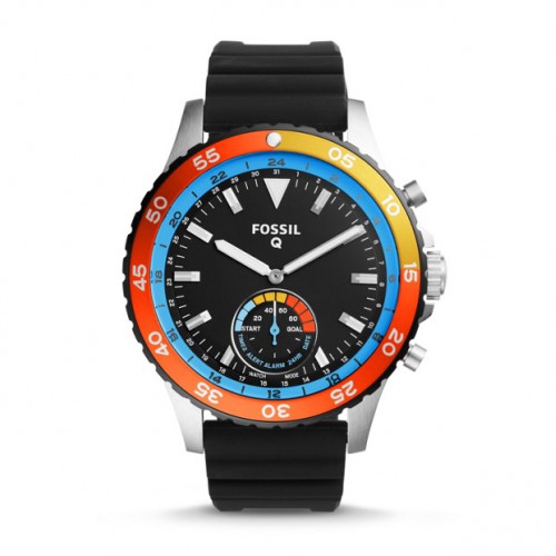 Fossil Hybrid Smartwatch Q Crewmaster Black Silicone FTW1124