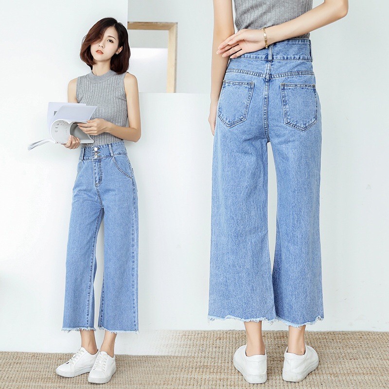 Denim palazzo pants outlet outfits