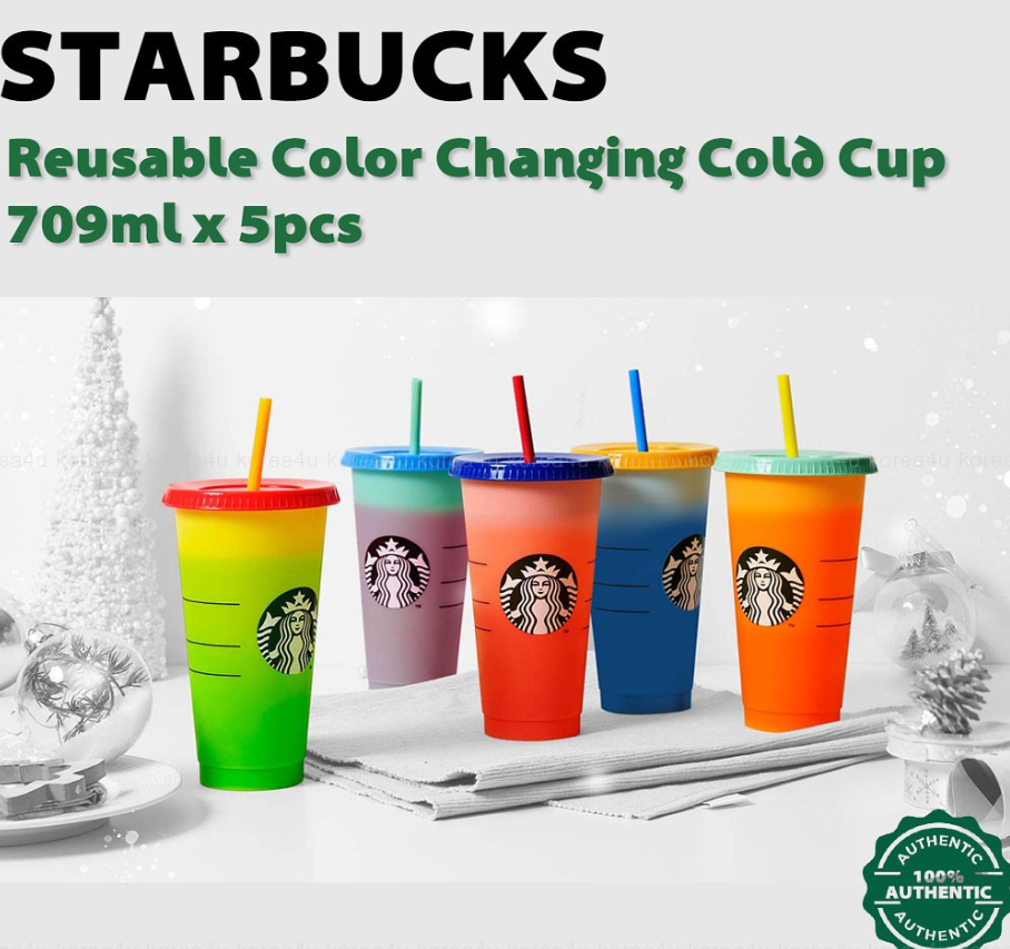 5pcs 24oz Color Changing Reusable Cups with Lids and Straws - Perfect for  Cold Iced Coffee and Party Water Tumbler