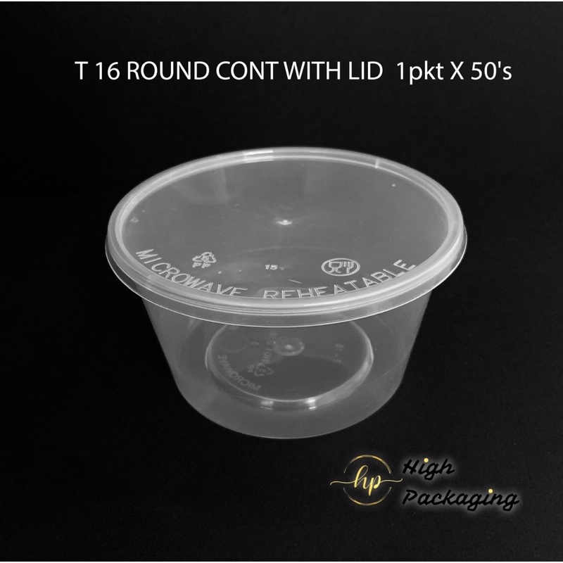 T16 Round Container with Lid/ Plastic Food Container/ Microwavable Container  50's