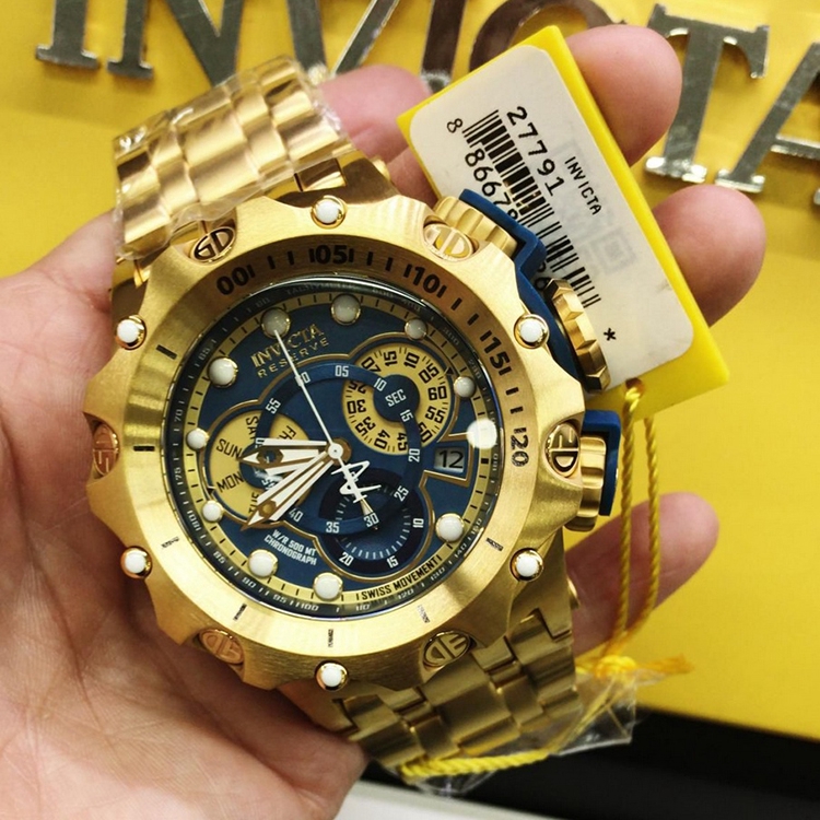 Invicta gold blue face watch hot sale