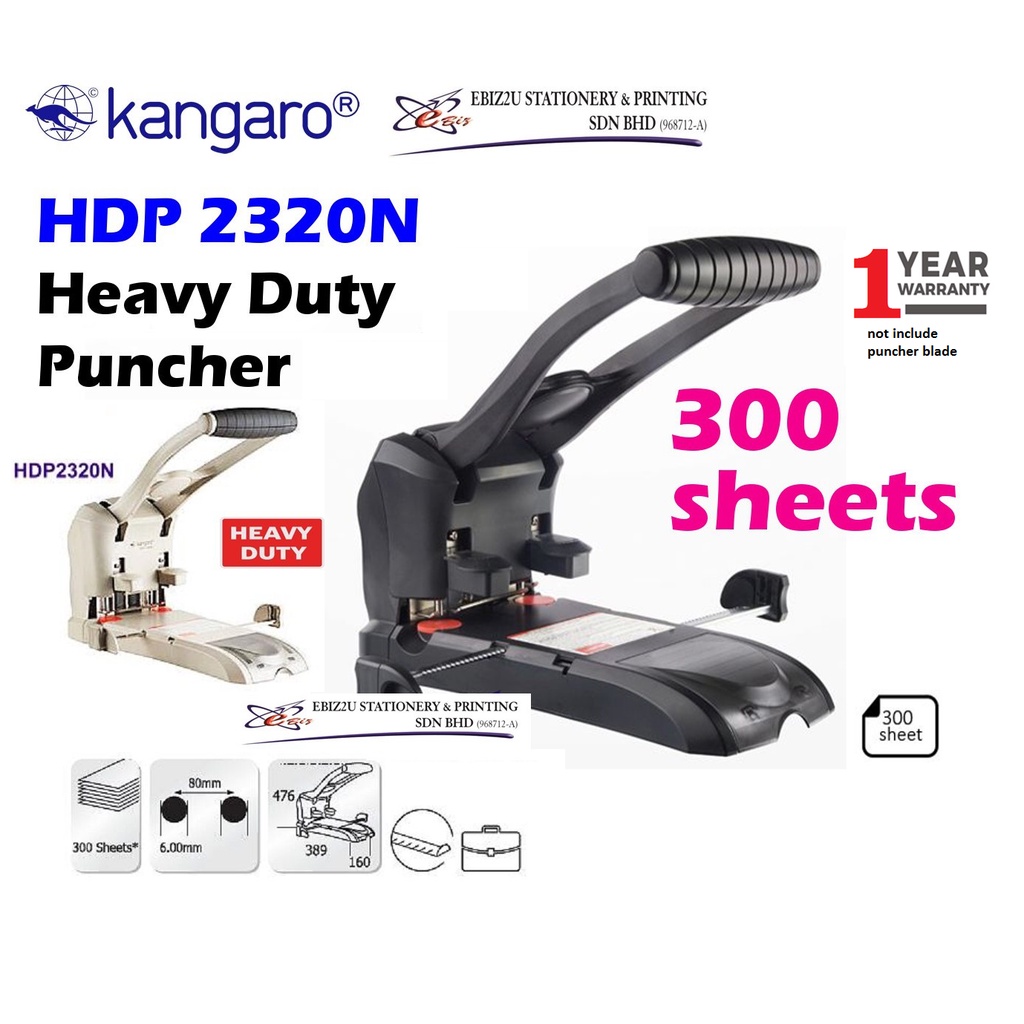 Kangaro HDP-1320 1 Hole Heavy Duty Puncher- 300 sheets ( Kangaro 1320,  penumbuk 1 lubang, puncher paper, 1 Hole Puncher)