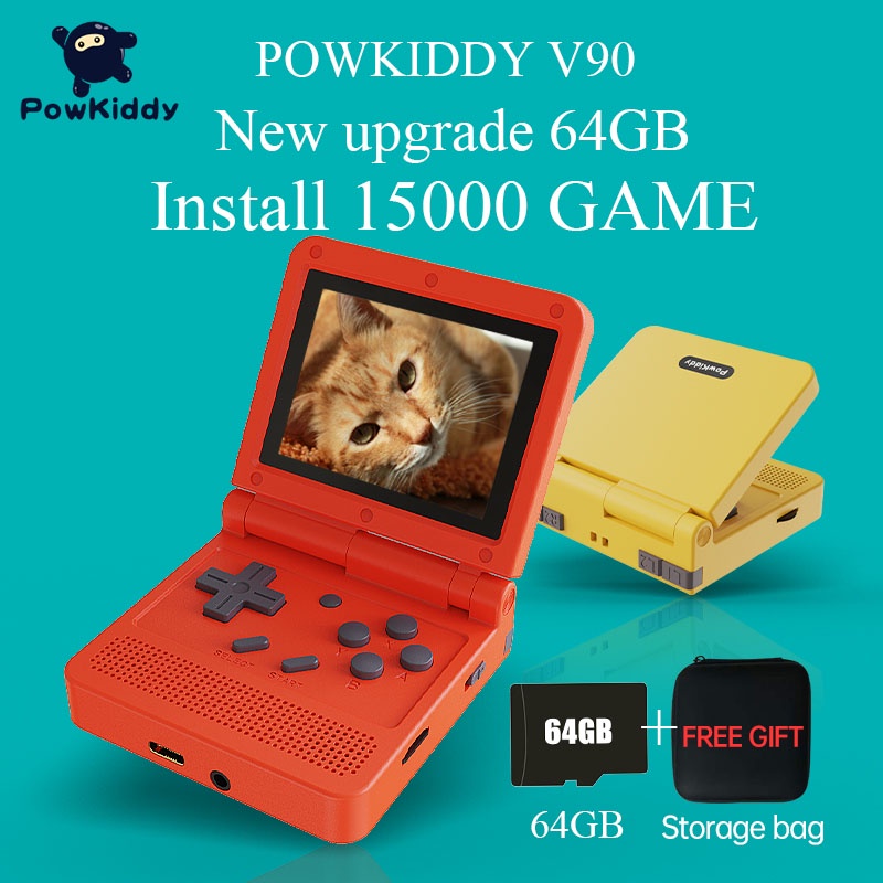 Powkiddy Q90 Retro Game Console 3-inch IPS screen Nostalgic retro mini  handheld game console 64G 10000 Games kids gift