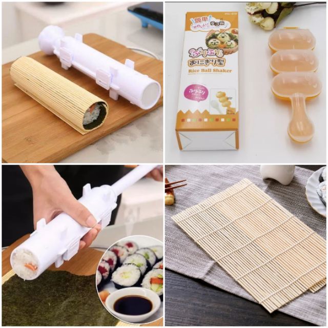 5pcs Rolling Mats Sushi Tool Set Rice Mold Bamboo Sushi Making Tool Kit  Roll Cooking Tools Japanese Handmade Kitchen Accessories