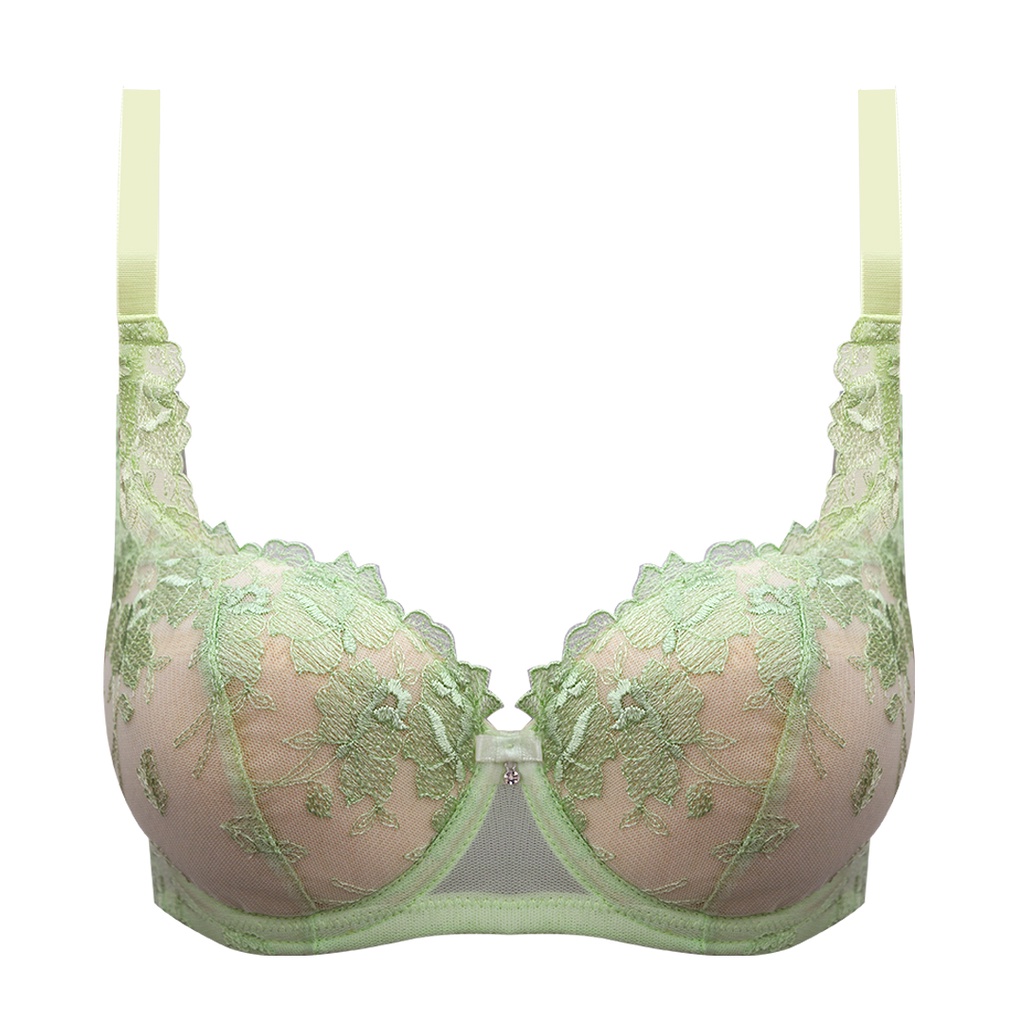 Caely Metallic Lace 3/4 Cup Bra - Light Green - B Cup Size (3025)