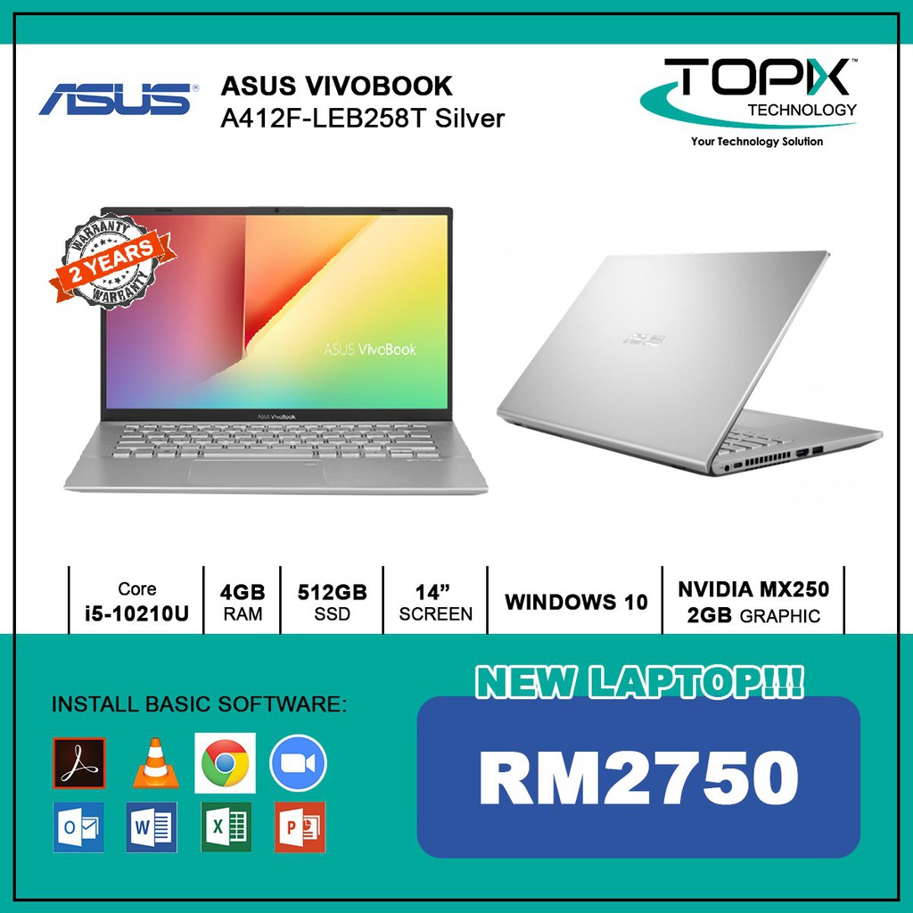ASUS VIVOBOOK A412F LEB258T SILVER Shopee Malaysia