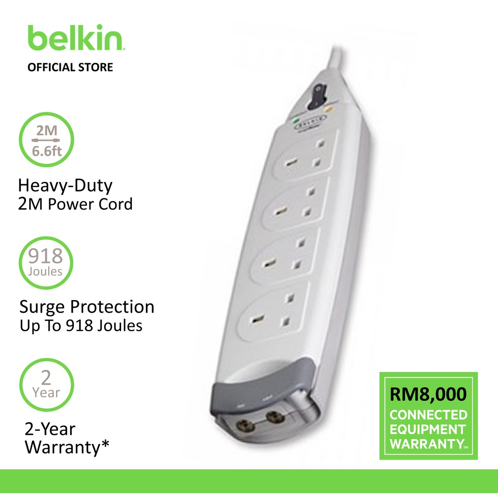 Belkin 4 Socket 2M Surge Protector