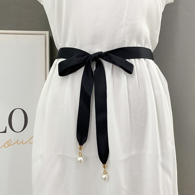 Simple cloth belt women s bandage solid bow decoration versatile