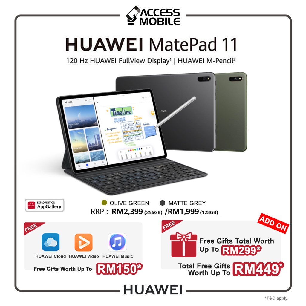 HUAWEI MatePad 11 | Ready Stock | 120Hz FullView Display | Harmony OS2 |  ORI & 1 YEAR WARRANTY | FREE GIFT