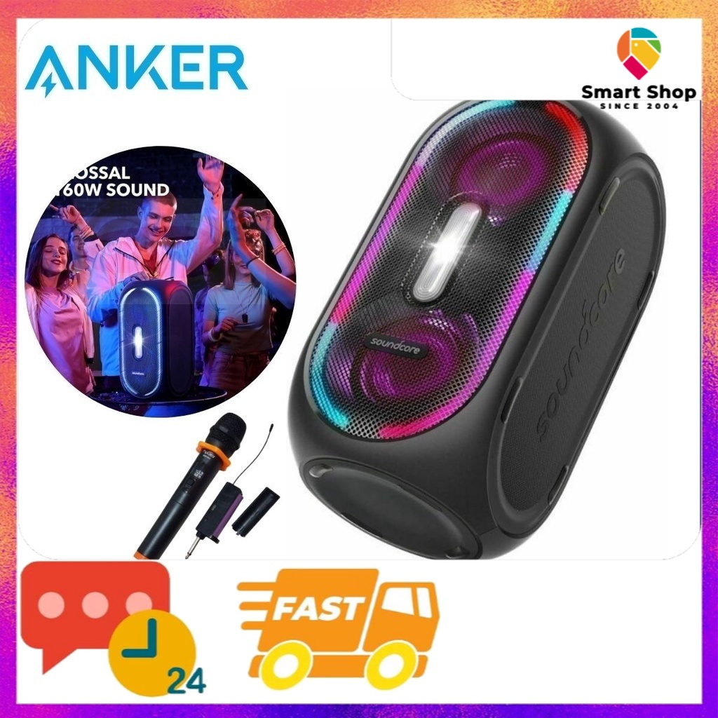 Anker A3391 Soundcore Rave Portable Speaker Light Show BassUp
