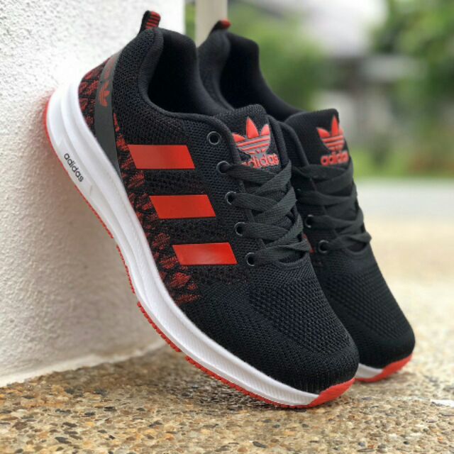 Adidas running shoes red and cheap black