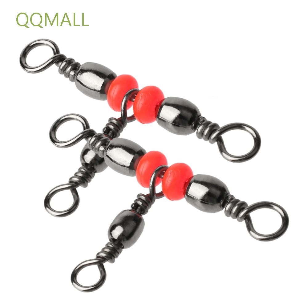 QQMALL Fishing Tackle Bearing Barrel Ring Solid Ring Fishing Swivel Fishing  Connector With Beads Triple Fishhook Lure Line 10pcs 3 Way Rolling Swivels