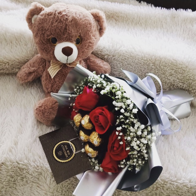 Flowers chocolate and store teddy bear delivery