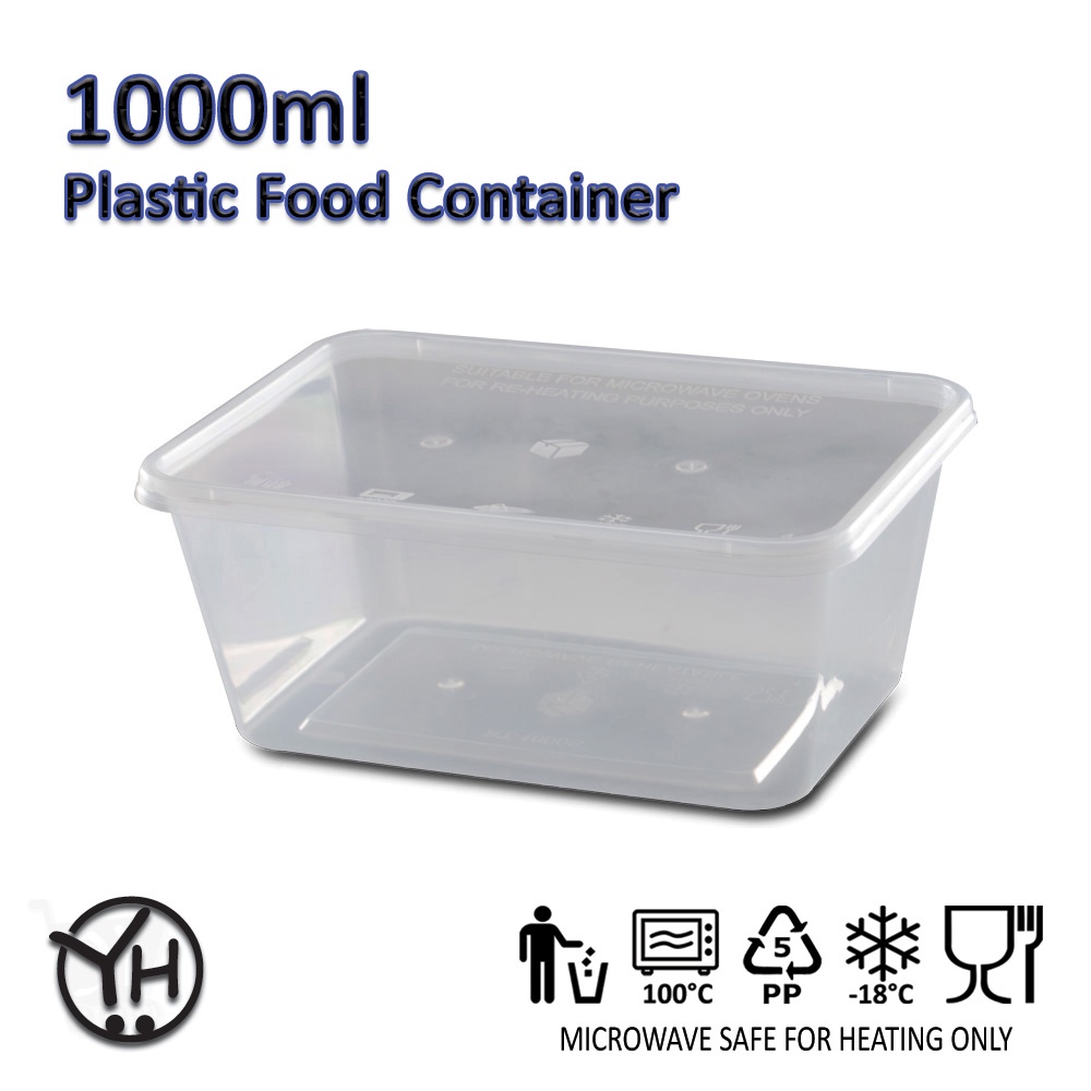 Microwavable Plastic Container Rectangular 1000ml – Biz Asia