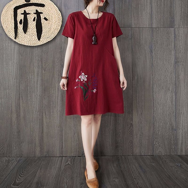 Stock Ready L 5XL Korean Dress Cotton and Linen Dress Woman Casual Dress Plus Size Dress For Women Shopee Malaysia