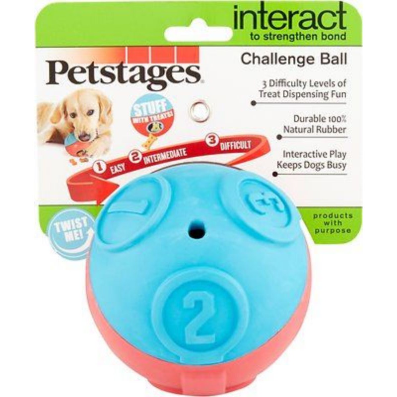 Petstages challenge ball shop treat dispensing dog toy