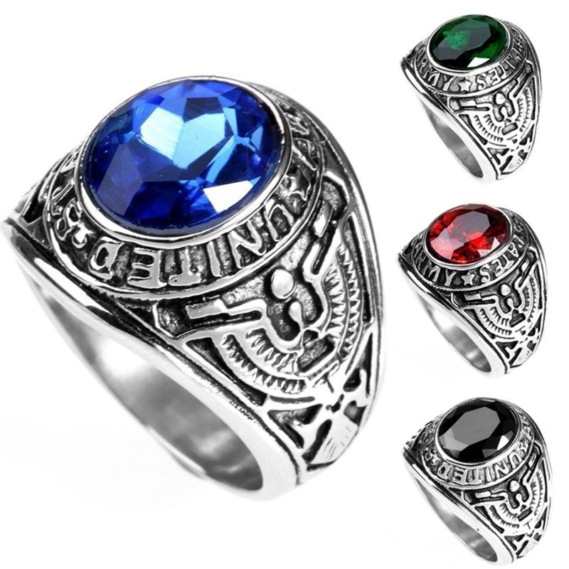 Luxury Men s US Military Rings Rhinestones Army Navy Ring Shopee Malaysia
