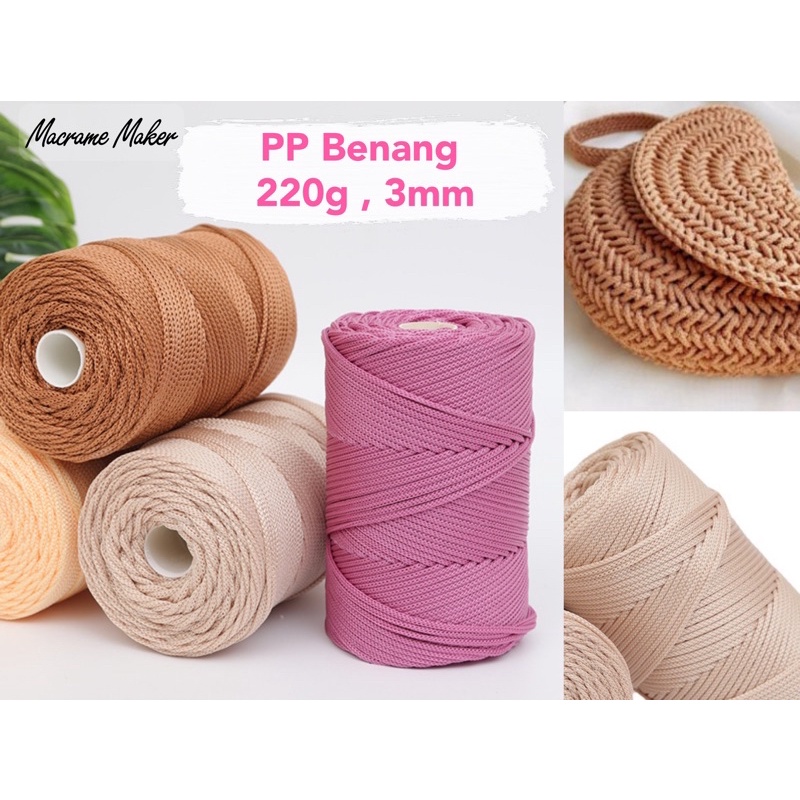 Polyester Cord 3 mm, 3 mm Polyester macrame rope, 3 mm PP Macrame Yarn, 3  mm PP cord for knitting bag, Polypropylene macrame yarn