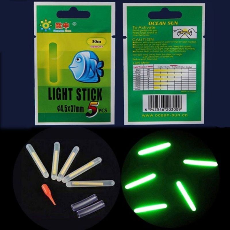 hot!!🔥🔥Fishing Light Stick Luminous Stick 5 Sticks Night Fishing Light  Stick Fishing Gear Fishing Supplies *37mm