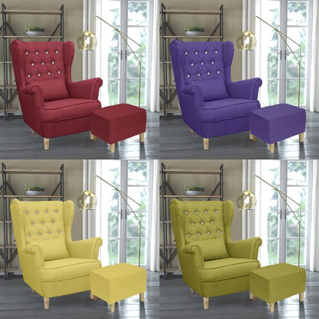 Wing chair best sale with stool