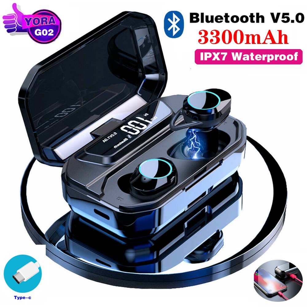 G02 TWS 9D Stereo Earphone Wireless Earphones IPX7 Waterproof