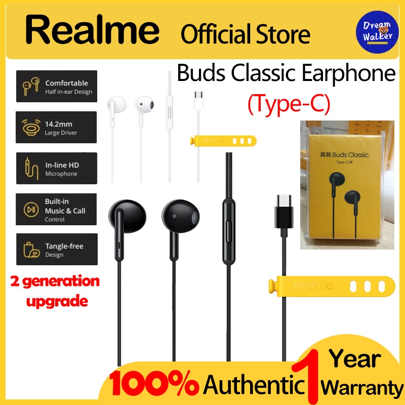 Original Realme Buds Classic Earphones Type C Built in HD Mic