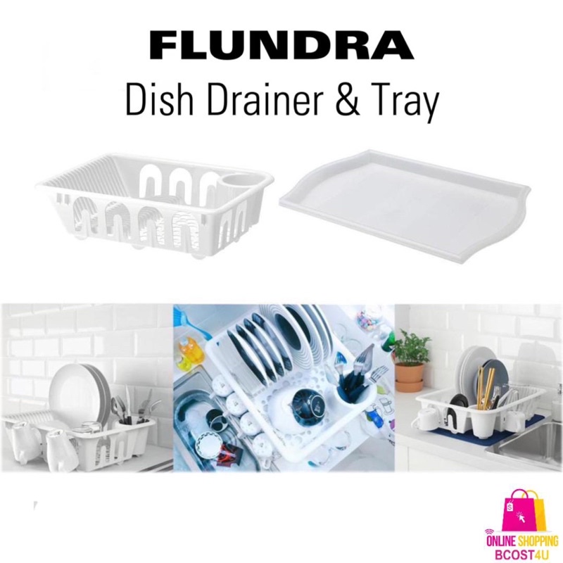 FLUNDRA Dish drainer, white - IKEA