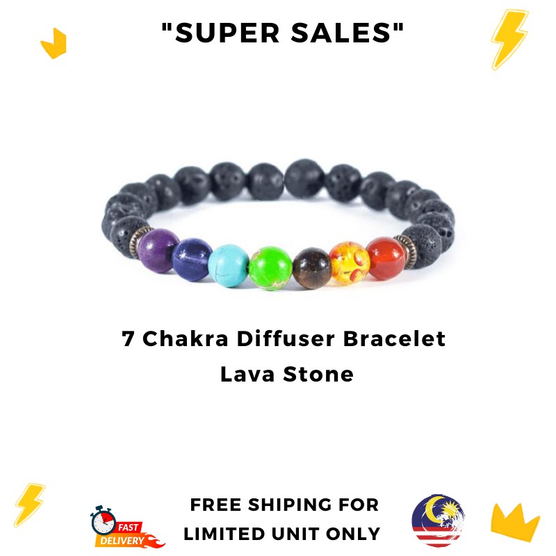 7 Chakra Lava Stone Oil Diffuser Bracelet