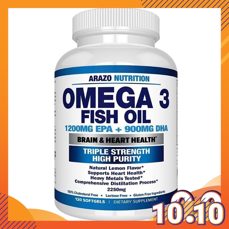 Arazo Nutrition Omega 3 Fish Oil 120 Softgels brain heart