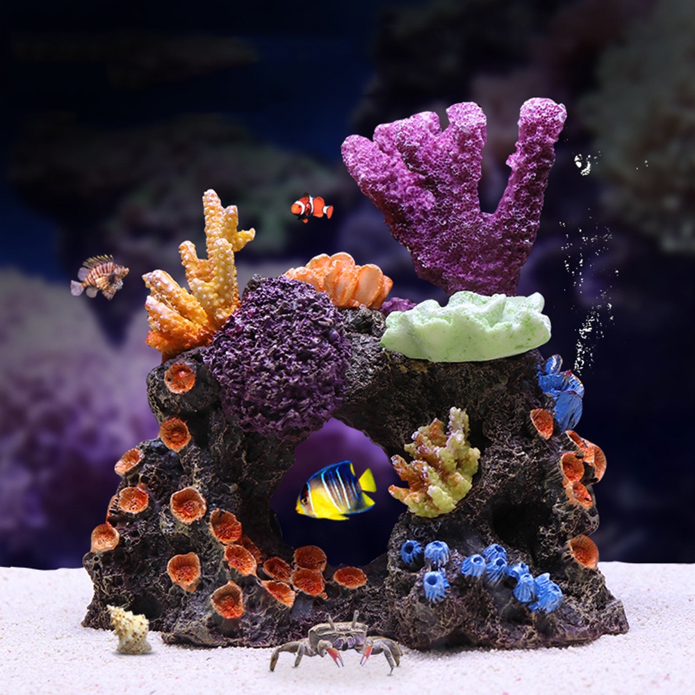 Artificial Coral Ornament,Resin Faux Coral Aquarium Decor White Coral Reef  Decor Decorative Sea Coral Stony Coral Realistic Fish