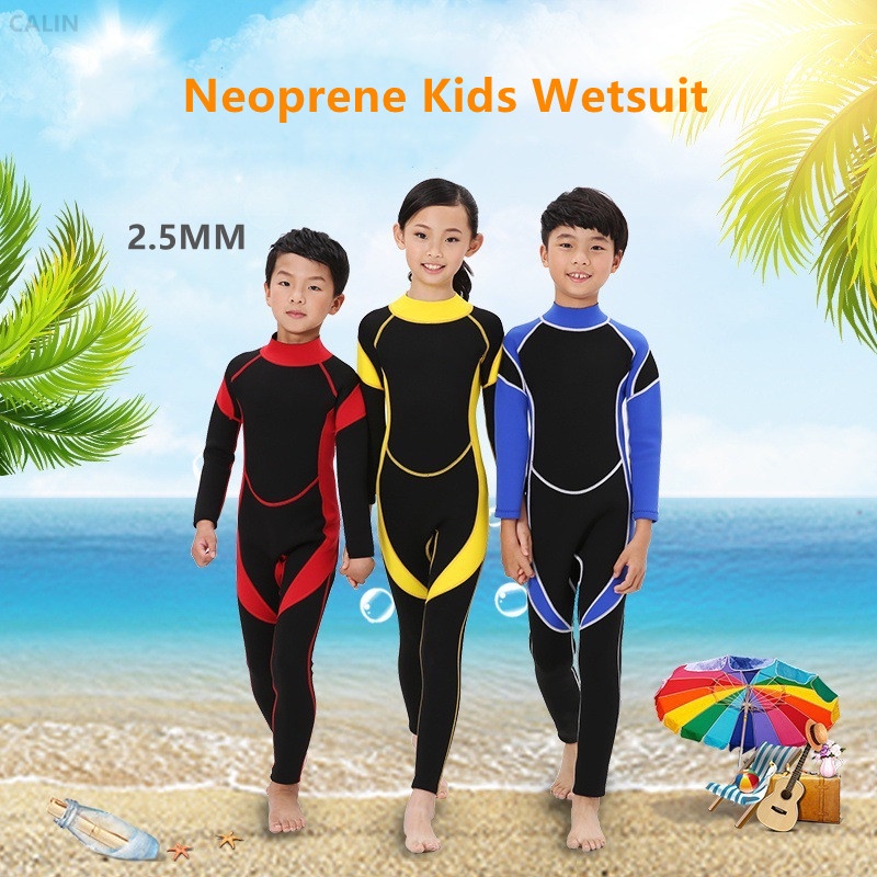 2.5mm Neoprene Elastic Swimming Surfing Spearfishing Suit Outdoor Childen  Wetsuit Boys Swimsuit Equipent Diving Equipment HISEA