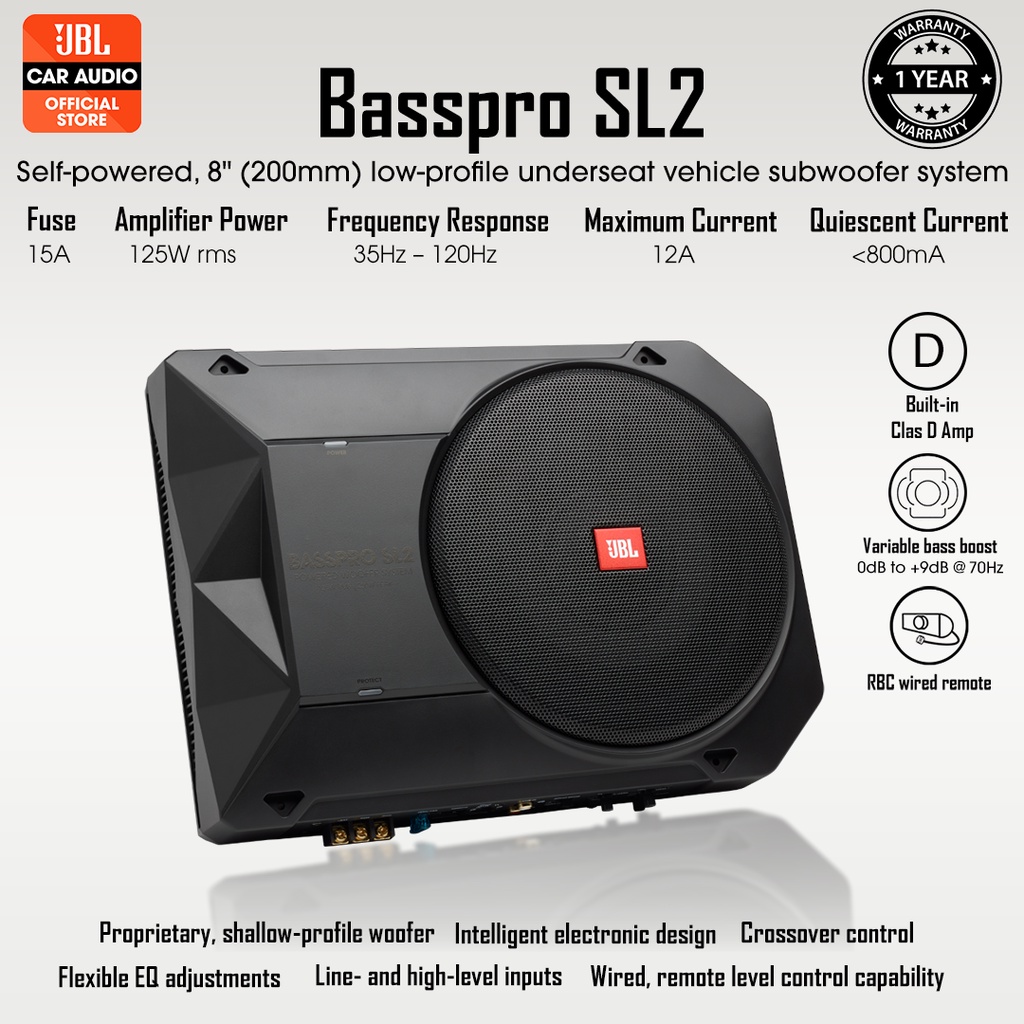 Jbl car subwoofer with built best sale in amplifier