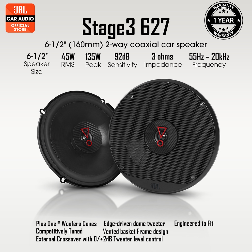 JBL Stage3 607C 100W RMS 6-1/2 2-Way Component Car Speakers