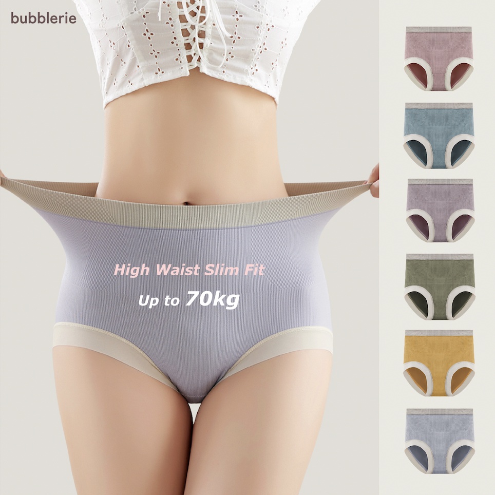 🇲🇾[M-XL] Bubblerie Plus Size High Waist Slimming Fit Panties Underwear  Cotton Bust Lift Women Female 大尺码高腰收腹女内裤