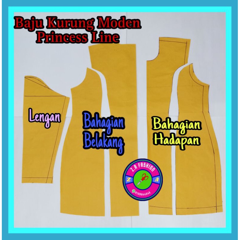 Pola baju kurung shop moden princess line